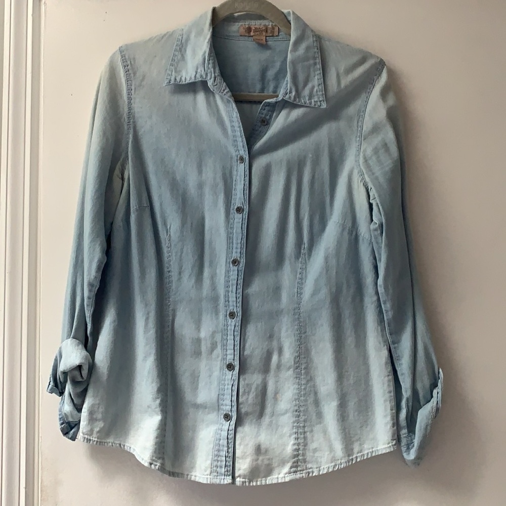 Faded denim button up